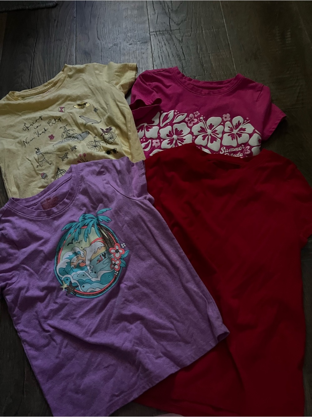 The Children's Place Girls' Short Sleeve Tee Set - Purple, Yellow, Magenta, Red